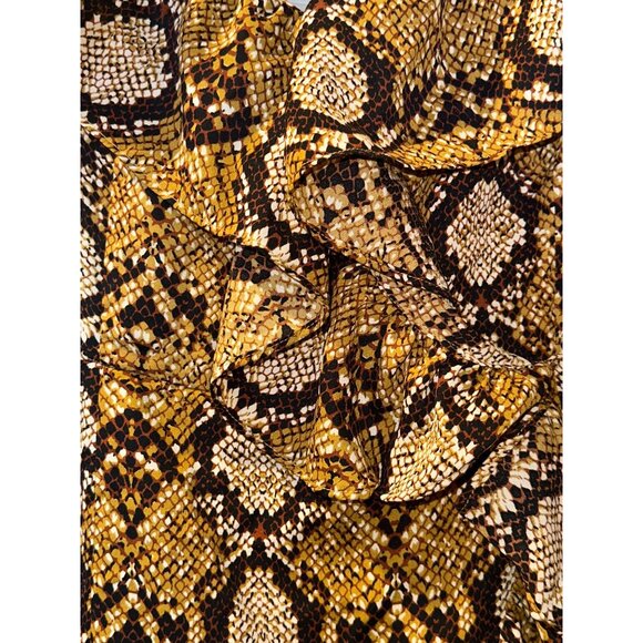 Boohoo Snakeskin Print Ruffle Mini Dress Long Sleeve Bold Party Fashion Look - Picture 9 of 15